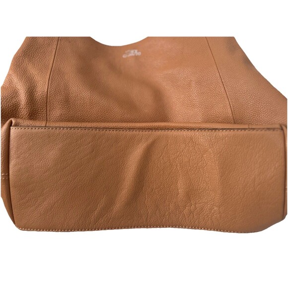 Vince Camuto Ike Tote Triple Compartment Handbag Soft Leather Hobo Cognac - Picture 9 of 12